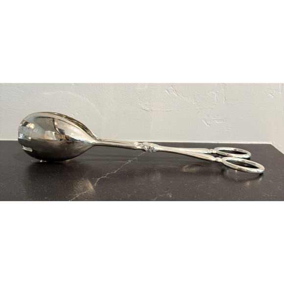 EP ZINC Alloy Silver Salad Serving Tongs Vintage 10" - Picture 6 of 7